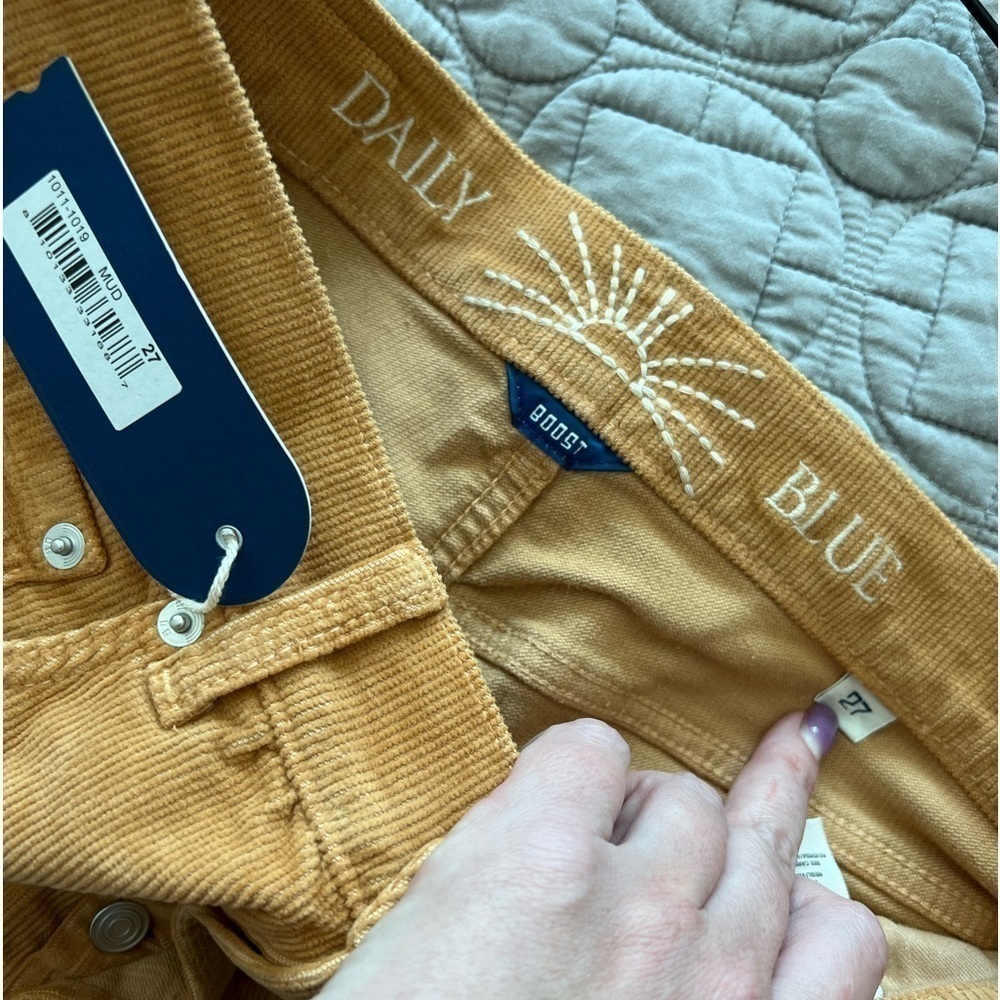 NWT Adriano Goldshmied Boost Mustard Yellow Corduroy Straight Leg Jean in Mud - Picture 12 of 16